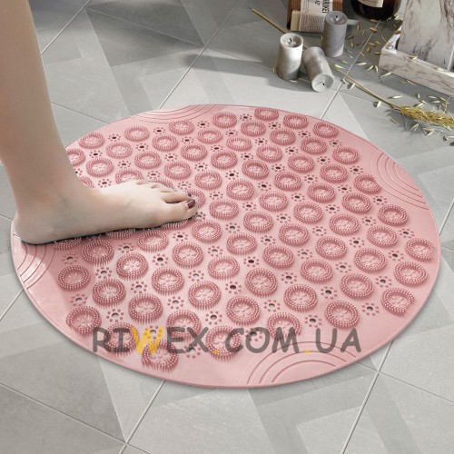 Круглый нескользящий коврик Massage foot rad для душа 37 см, Розовый (205)
