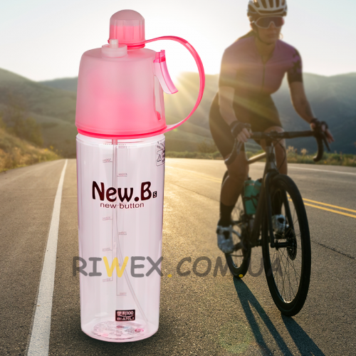 Велосипедная спортивная бутылка 600 мл с распылителем New.B розовая (EL-078-2)