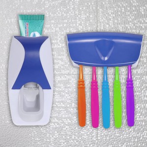 Автоматический дозатор зубной пасты + держатель для щёток, Синий (205)