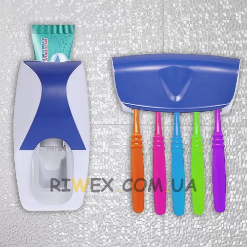 Автоматичний дозатор зубної пасти + тримач для щіток, Синій (205)
