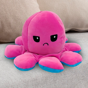 М'яка двостороння іграшка восьминіг показник настрію 2 в 1 рожево-синій