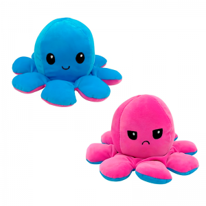 М'яка двостороння іграшка восьминіг показник настрію 2 в 1 рожево-синій