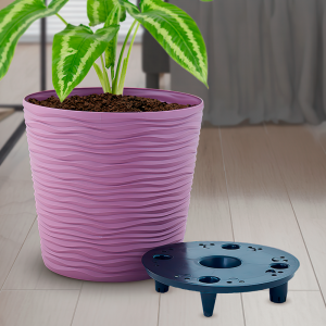 Интерьерный вазон для цветов "Фьюжн" с вставкой низкий 12х11 см, фиолетовый (DRK) Интерьерный вазон для цветов "Фьюжн" с вставкой низкий 12х11 см, фиолетовый (DRK)