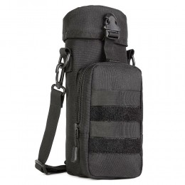 Военная тактическая сумка №627 для бутылки, термоса, фляги, Черная