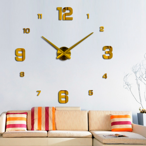 Настінні кварцові 3D годинники з арабськими цифрами DIY Clock NEW золоті