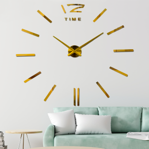 Настінний кварцовий 3D годинник XZ127/ZH003 без цифр DIY Clock NEW золотий