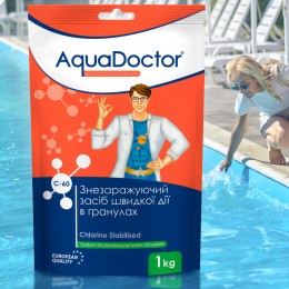 Швидко розчинний сильнодіючий дезінфікуючий препарат для басейну AquaDoctor C-60 1 кг
