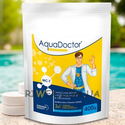 Медленно-растворимый дезинфицирующий препарат 3в1 AquaDoctor MC-T, 0,4 кг (LM)