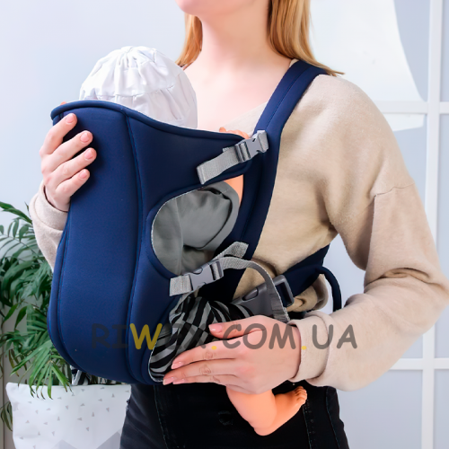 Слинг-рюкзак сумка кенгуру для переноски ребенка Baby Carriers темно-синий