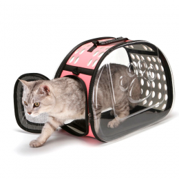 Прозрачная сумка Lollimeow для переноски домашних животных розовая