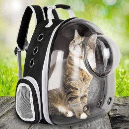 Повітропроникна сумка-переноска для котів та маленьких собак у вигляді капсули з віконцем, Чорний