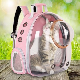 Воздухопроницаемая сумка-переноска для кошек и маленьких собак в виде капсулы с окошком, Розовый