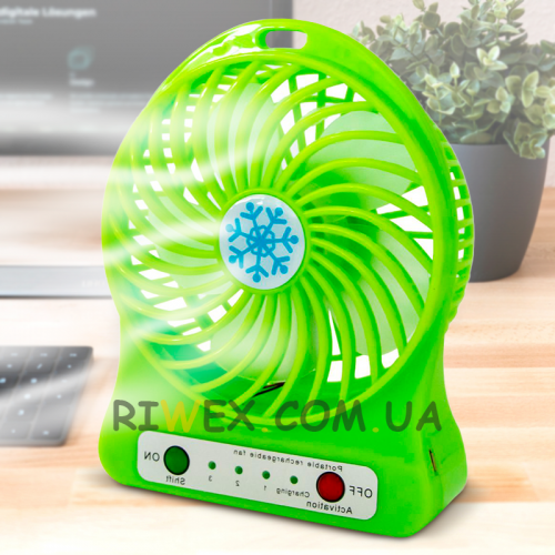 Настільний міні-вентилятор з акумулятором Portable Fan Mini Зелений