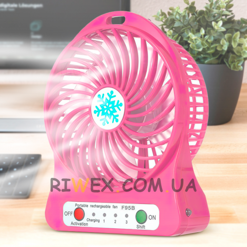 Настольный мини-вентилятор с аккумулятором Portable Fan Mini Розовый