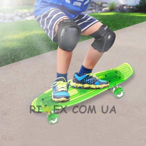 Пенніборд-скейт з декою, що світиться, колеса PU - світяться, Зелений