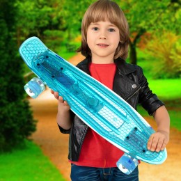 Пенніборд-скейт з декою, що світиться, колеса PU - світяться, Синій