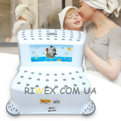 Детский табурет-подставка для ванной Irak Plastik с нескользящими резинками, белый (DRK)