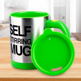 Кружка мешалка 350 мл на батарейках Self Stirring Mug с крышкой, зеленая