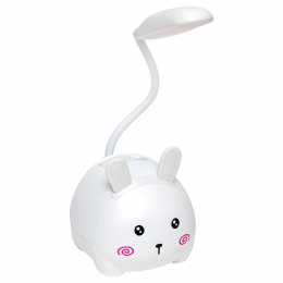 Детская настольная LED лампа в виде зайчика с подставкой для телефона и ручек белый CX0015 B