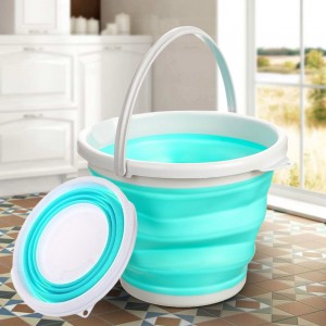 Силиконовое ведро складное на 10 л, Бирюзовый Силиконовое ведро складное на 10 л, Бирюзовый
