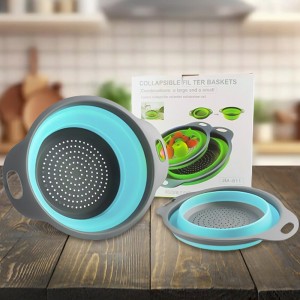 Дуршлаг складной силиконовый Collapsible Filter Baskets 2 шт. 20 см, Синий