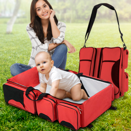Дорожня похідна сумка з дитячим ліжечком Baby Bed and Travel Bag 3 в 1 Червона
