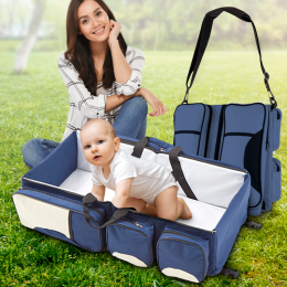 Дорожня похідна сумка з дитячим ліжечком Baby Bed and Travel Bag 3 в 1 Синя