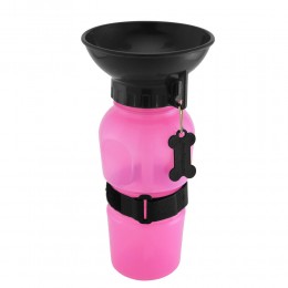 Дорожня портативна поїлка для собак прогулянкова пляшка з чашею для води, Рожева (225)