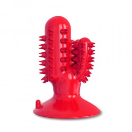 Іграшка для собак Кактус Bronzedog PetFun Dental на присосці для гігієни зубів та активної гри, Червоний (205)