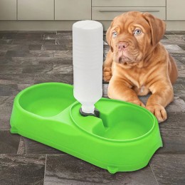 Пластиковая миска для собак/котов с поилкой Pet Feeder, Зеленый (509)