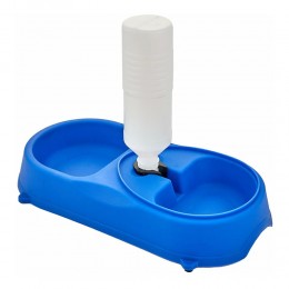 Пластиковая миска для собак/котов с поилкой Pet Feeder, Синий (509)