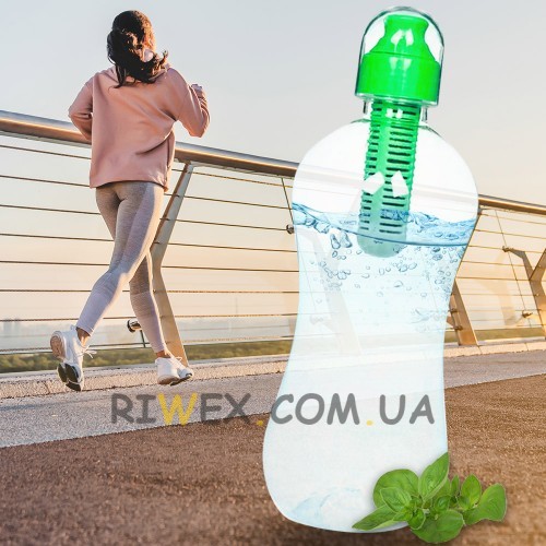 Пляшка для води BOTTLE з фільтром, об'ємом 550 мл, Зелений (205)