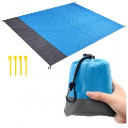 Пляжное складное карманное покрывало-коврик для пикника 150х140 см, Синий (205)