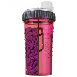 Бутылка двойная Dexas Snack-Duo для воды и корма или лакомства 480 мл, Розовый (205)
