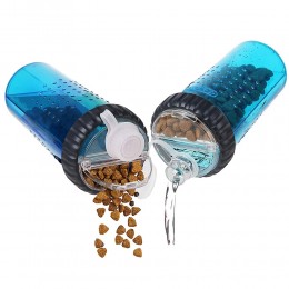 Пляшка подвійна Dexas Snack-Duo для води і корму або ласощів 480 мл, Блакитний (205)