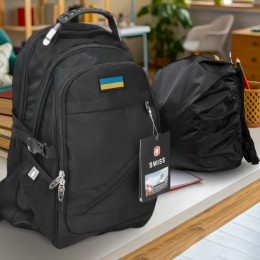 Рюкзак SwissGear Wenger UA Флаг Украины 8810 с дождевиком, Черный