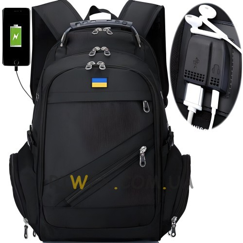 Рюкзак SwissGear Wenger UA Флаг Украины 8810 с дождевиком, Черный