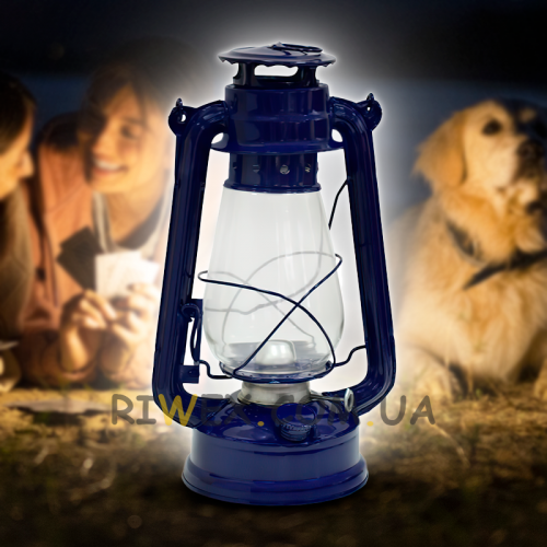 Керосиновая походная лампа "Летучая мышь" 24 см, синий