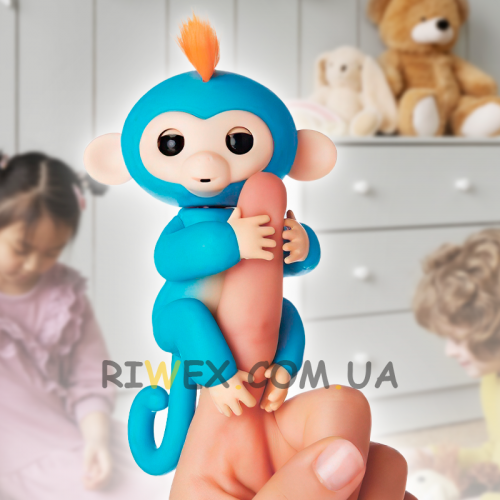 Інтерактивна іграшка для дітей ручна мавпочка Fingerlings синій