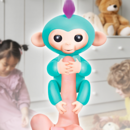 Інтерактивна іграшка для дітей ручна мавпочка Fingerlings бірюзовий