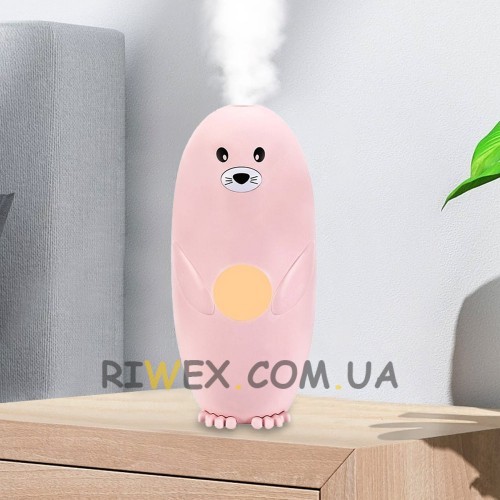 Зволожувач повітря  Seals-Shape Humidifier Морський Котик з LED підсвічуванням 300 мл, Рожевий (237)