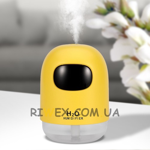 Ультразвуковий зволожувач повітря H2O з підсвічуванням 200 мл USB, Жовтий (237)