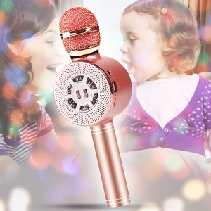 Дитячий мікрофон Wster WS-669 з функцією караоке USB, microSD, AUX, Bluetooth, Бронза (252)