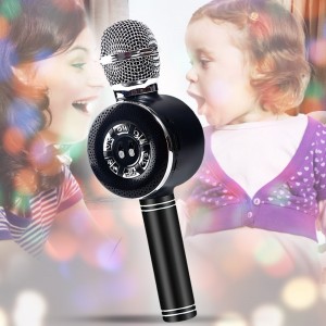Детский микрофон Wster WS-669 с функцией караоке USB, microSD, AUX, Bluetooth, Черный (252)