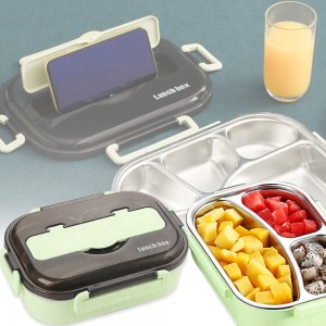 Ланч бокс Shengde Liner Lunch Box на 3-4 секции с отсеком для приборов, Зеленый