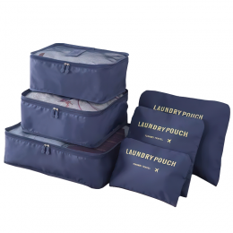 Набір дорожніх сумок-органайзерів для речей Laundry Pouch темно-синій (205)