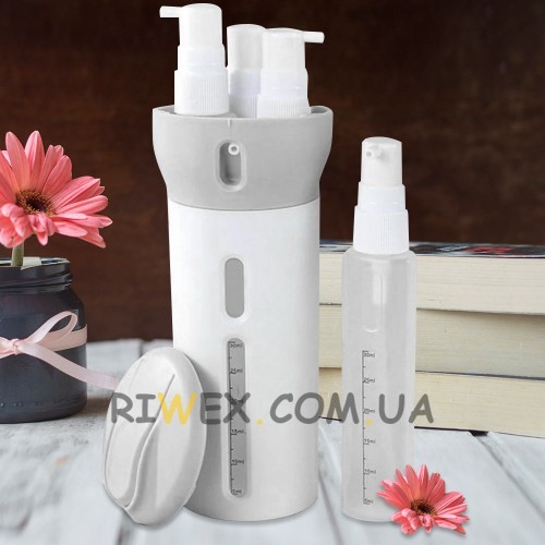 Дорожный органайзер для жидкостей Smart Travel Bottle Set 4 в 1, Серый