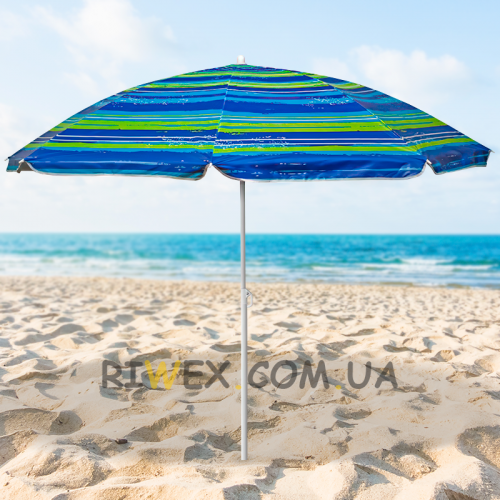 Пляжна парасолька з нахилом 1,8 м Синій у смужку