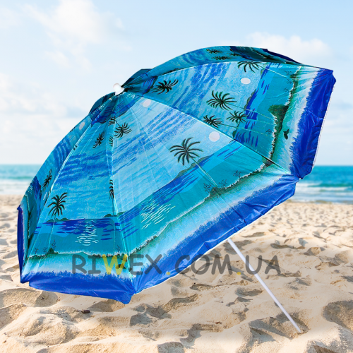 Пляжный зонт с наклоном 1,8 м Синий c пальмами