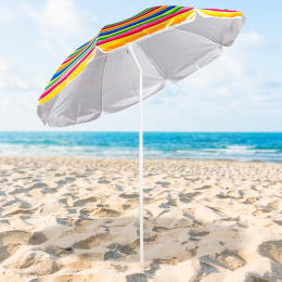 Пляжна парасолька з нахилом 1,8 м Різнокольоровий у смужку